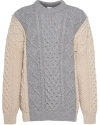 Bottega Veneta - Aran Knit Wool Blend Oversize Sweater - Lyst