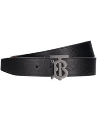 Burberry - Cintura in pelle con logo tb 35mm - Lyst
