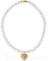 Timeless Pearly - Heart Charm Collar Necklace - Lyst