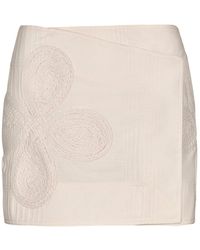 Johanna Ortiz - Embroidered Cotton Mini Wrap Skirt - Lyst