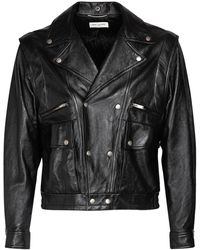 Saint Laurent - Leather Jacket With Detachable Sleeves - Lyst