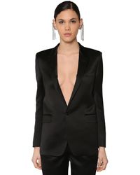 Saint Laurent Blazer Aus Viskosesatin - Schwarz