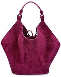 Khaite Mini Lotus Suede Top Handle Bag - Purple