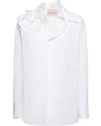 Valentino - Cotton Poplin Rose Detail Shirt - Lyst
