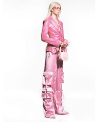 Blumarine Chintz Satin Wide Cargo Trousers - Pink