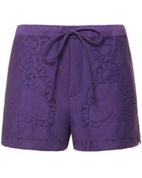 Valentino - Cotton Guipure Lace Mini Shorts - Lyst