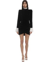 ROTATE BIRGER CHRISTENSEN Abito In Velluto Con Ruches - Nero