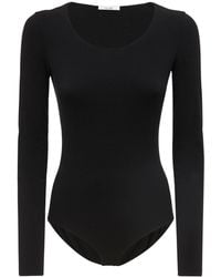 The Row Fenna Stretch Silk Jersey Bodysuit - Black