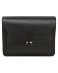 Marni Medium Tasche Aus Saffianoleder "trunk" - Schwarz