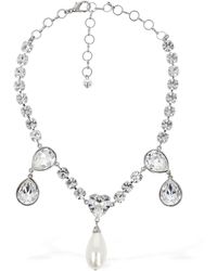 Alessandra Rich - Necklace W/ Crystal & Faux Pearl Drops - Lyst
