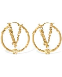 Versace - Signature V Hoop Earrings - Lyst
