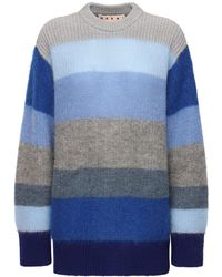 Marni Strickpullover Aus Mohairmischung Mit Streifen - Blau