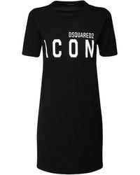 DSquared² Платье Из Хлопкового Джерси - Черный
