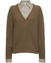 MSGM - Cotton V-Neck Sweater - Lyst
