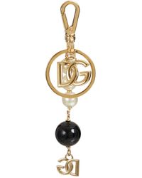 Dolce & Gabbana Dg Crossed Metal Logo & Pearls Keychain - Multicolour