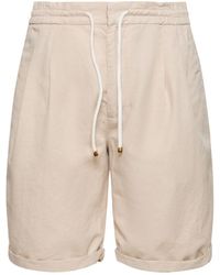 Brunello Cucinelli - Shorts de algodón y lino - Lyst
