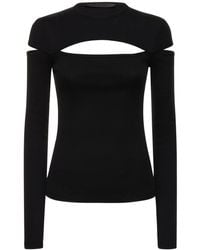 Helmut Lang - Top in jersey di cotone / cutout - Lyst