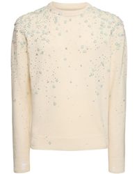 Amiri - Floral Embellished Cotton Knit Sweater - Lyst