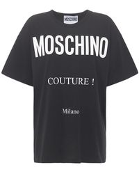 Moschino T-shirt En Jersey De Coton "couture Milano" - Noir