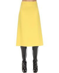 Prada Gonna Midi A-Line In Natté Di Gabardina - Giallo