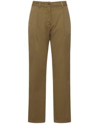 Aspesi - Pantalon droit en popeline de coton à plis - Lyst