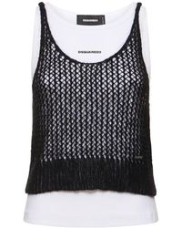 DSquared² - Layered Mohair Blend & Jersey Tank Top - Lyst