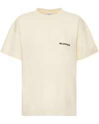 Balenciaga - Medium Fit Embroidered Cotton T-shirt - Lyst