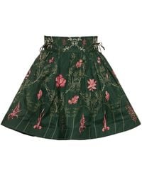 Agua Bendita - Nori Encaje Linen Mini Skirt - Lyst