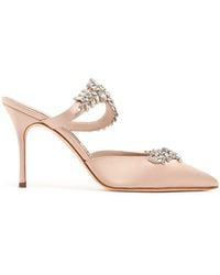 Manolo Blahnik - 90mm Lurum Satin Mules .5 - Lyst