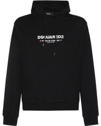 DSquared² - Loose Fit Logo Cotton Hoodie - Lyst
