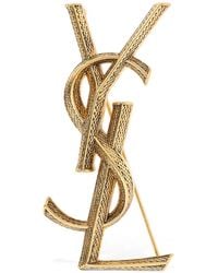 Saint Laurent - Ysl Textured Brooch - Lyst