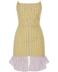 DSquared² - Striped Cotton Strapless Mini Dress - Lyst