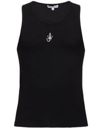 JW Anderson - Logo Embroidery Stretch Cotton Tank Top - Lyst