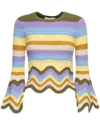 Zimmermann - Striped Crochet-knit Cotton Top - Lyst