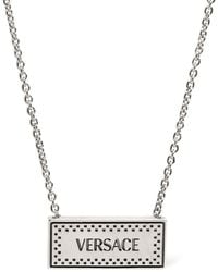 Versace - Metal Necklace Logo Plaque - Lyst