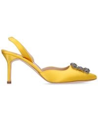 Manolo Blahnik - Pumps Destalonados "hangisli" De Satén 70mm - Lyst