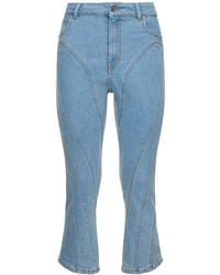 Mugler - Jeans cropped in denim stretch - Lyst