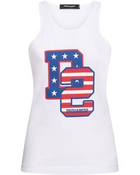 DSquared² - Usa Logo Printed Cotton Tank Top - Lyst
