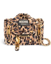 Moschino - Biker Printed Suede Shoulder Bag - Lyst