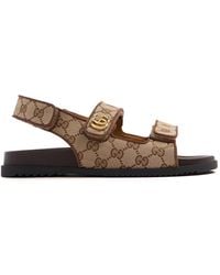 Gucci - GG Canvas & Leather Sandal - Lyst