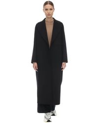Max Mara Mantel Aus Schurwolle Mit Gürtel "poldo" - Schwarz