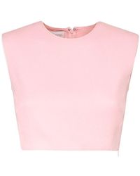 Giambattista Valli Crop-top Aus Glänzendem Viskosemischkrepp - Pink