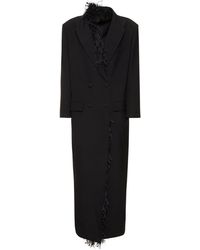 Valentino - Mantel Aus Wolle Mit Federn - Lyst