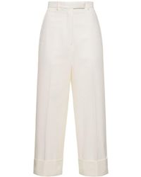 Thom Browne - Straight Cotton High Waist Cropped Pants - Lyst