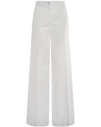 Dolce & Gabbana - Cotton Gabardine Wide Pants - Lyst