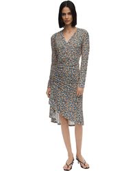 Atlein Floral Print Jersey Midi Dress - Mehrfarbig