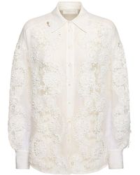 Zimmermann - Halliday Ramie Lace Flower Shirt - Lyst