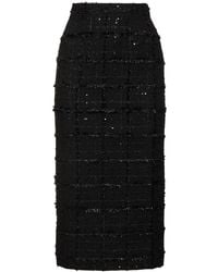 Alessandra Rich - Sequined Checked Tweed Midi Skirt - Lyst