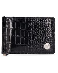 Versace - Croc Embossed Leather Wallet - Lyst