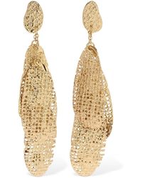 Max Mara Finanza Leaves Pendant Earrings - Metallic